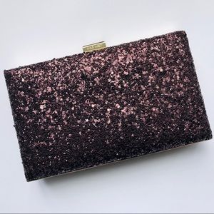 Nine West plum glitter and patent leather clutch